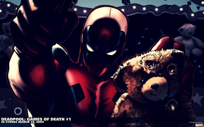 Deadpool Holding Teddy Bear — Red