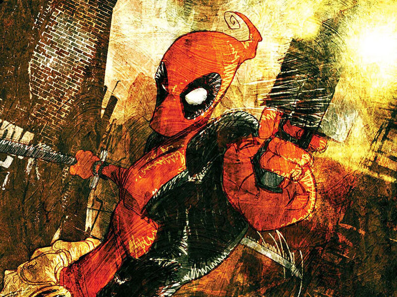 Deadpool Holding Weapons