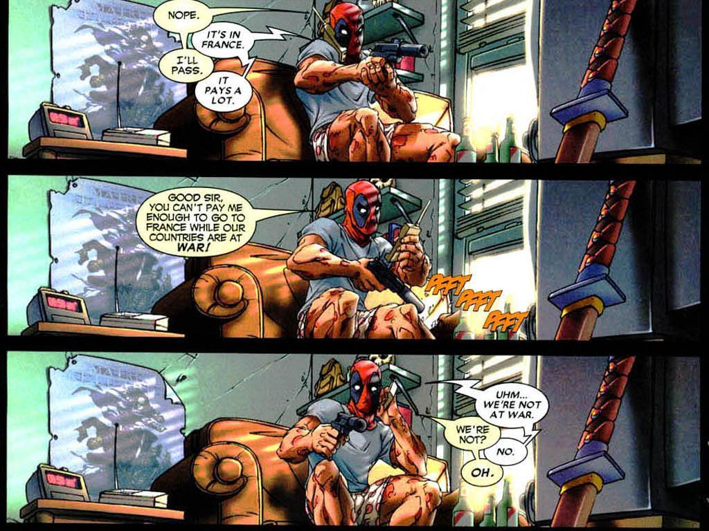 Deadpool in a comic panel