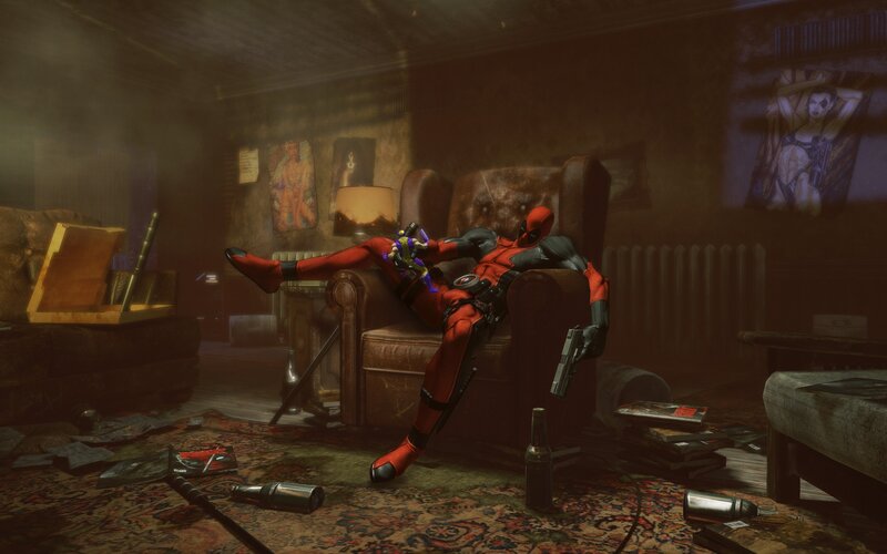 Deadpool in Armchair — Red