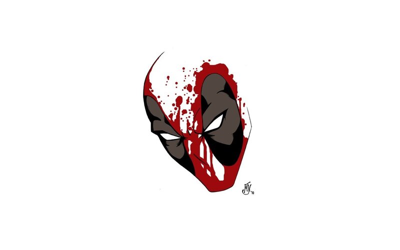 Deadpool mask with blood splatter