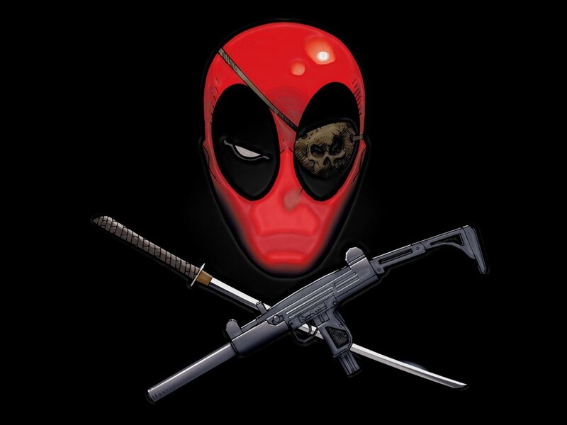 Deadpool Mask with Weapons — Red, Dark
