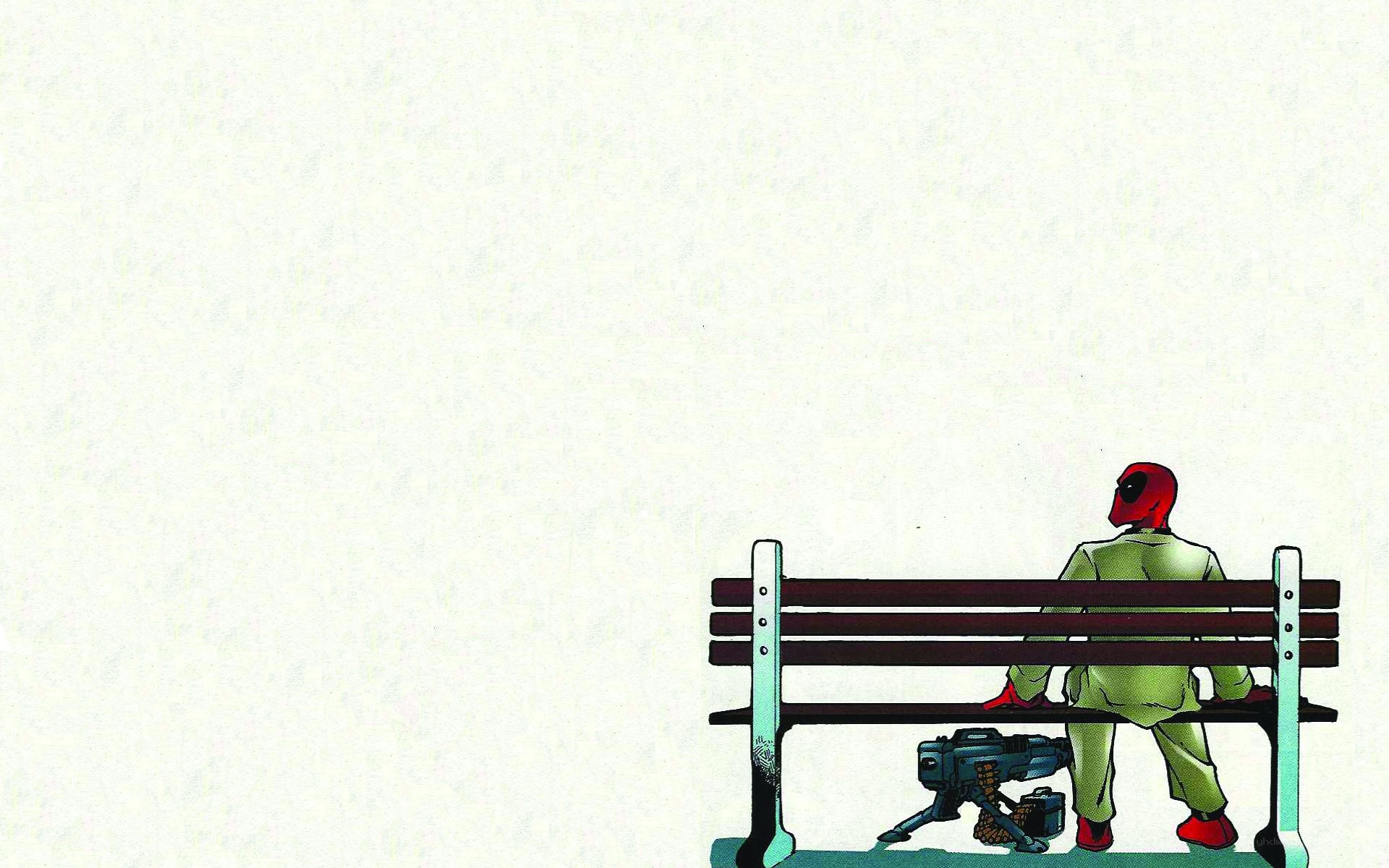 Deadpool on a bench