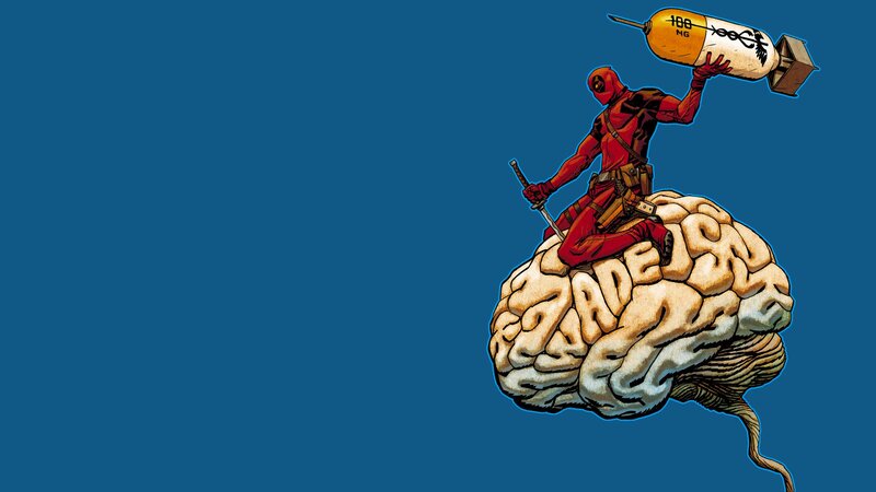 Deadpool on a Brain — Blue, Dramatic