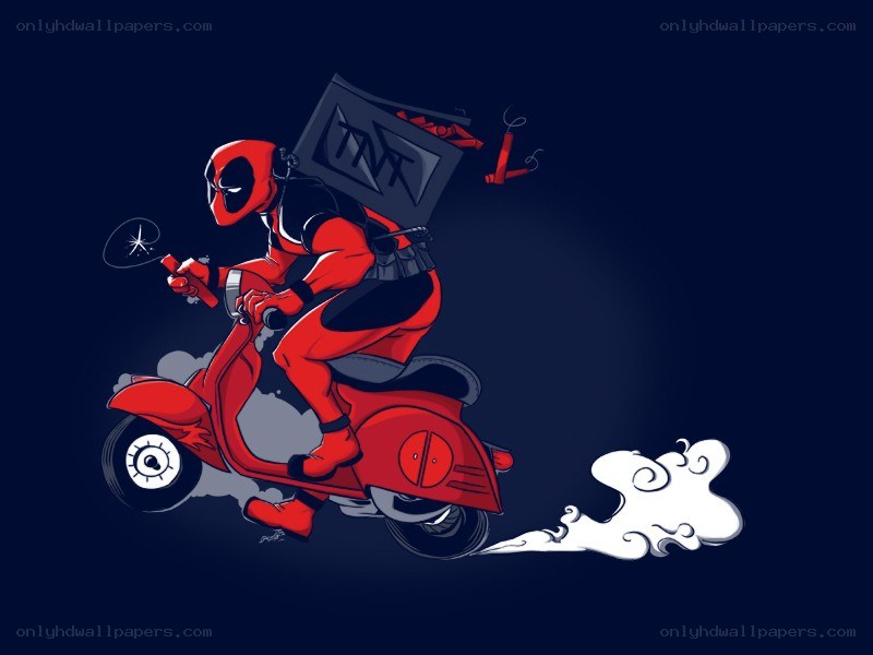 Deadpool on a scooter