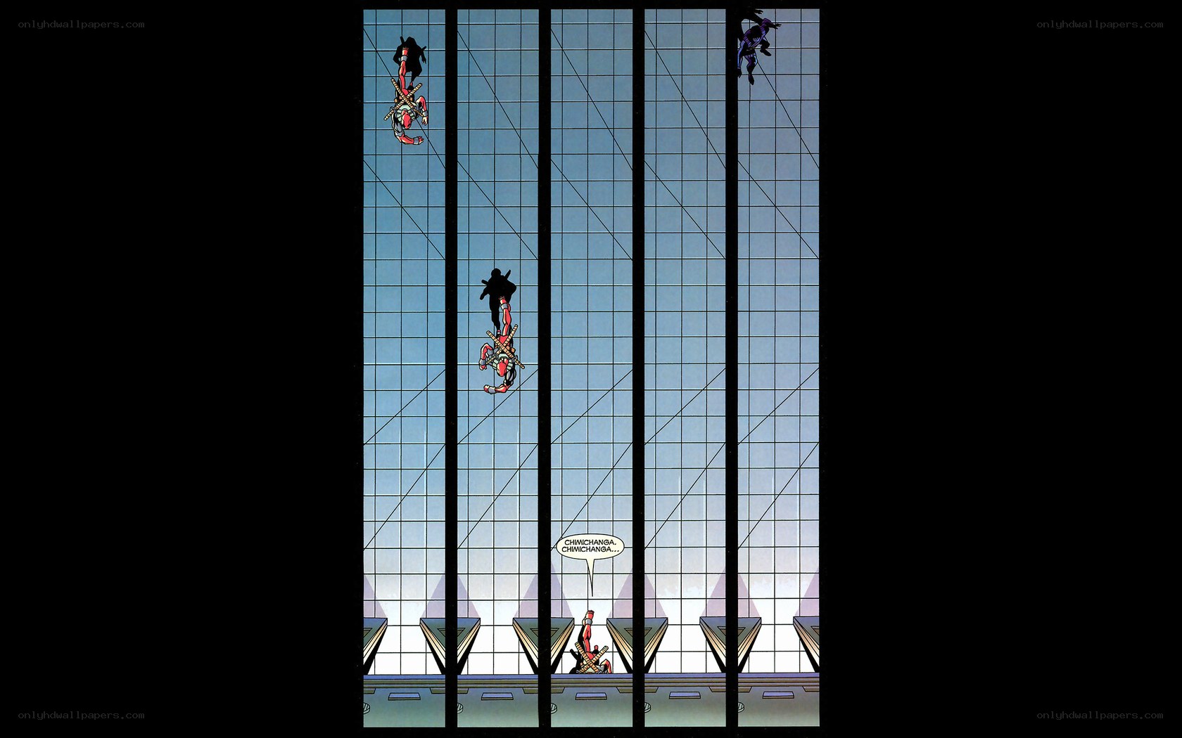 Deadpool on a skyscraper