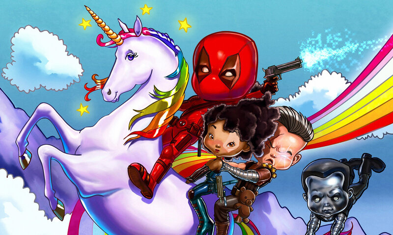 Deadpool on a Unicorn — Blue