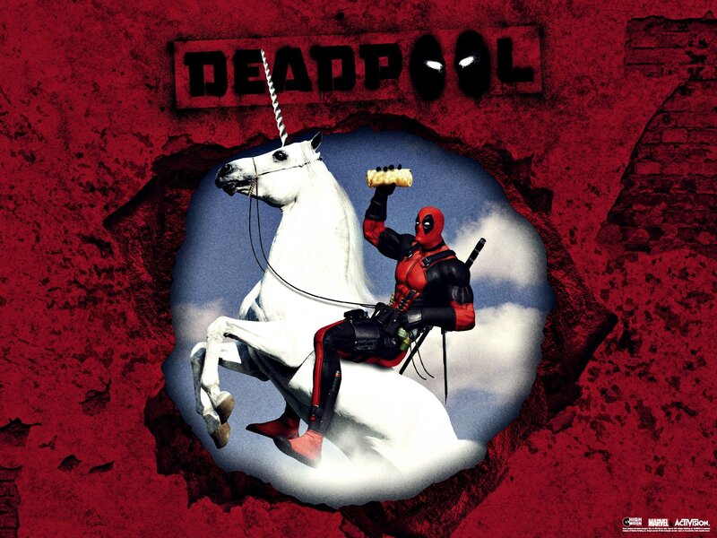 Deadpool on a Unicorn — Red