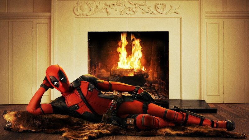 Deadpool on Bear Rug — Red, Relaxed