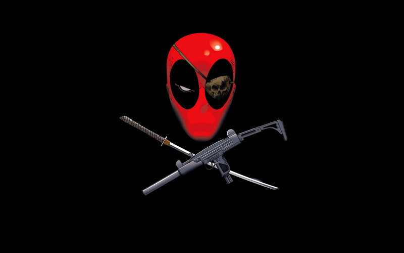Deadpool skull and weapons