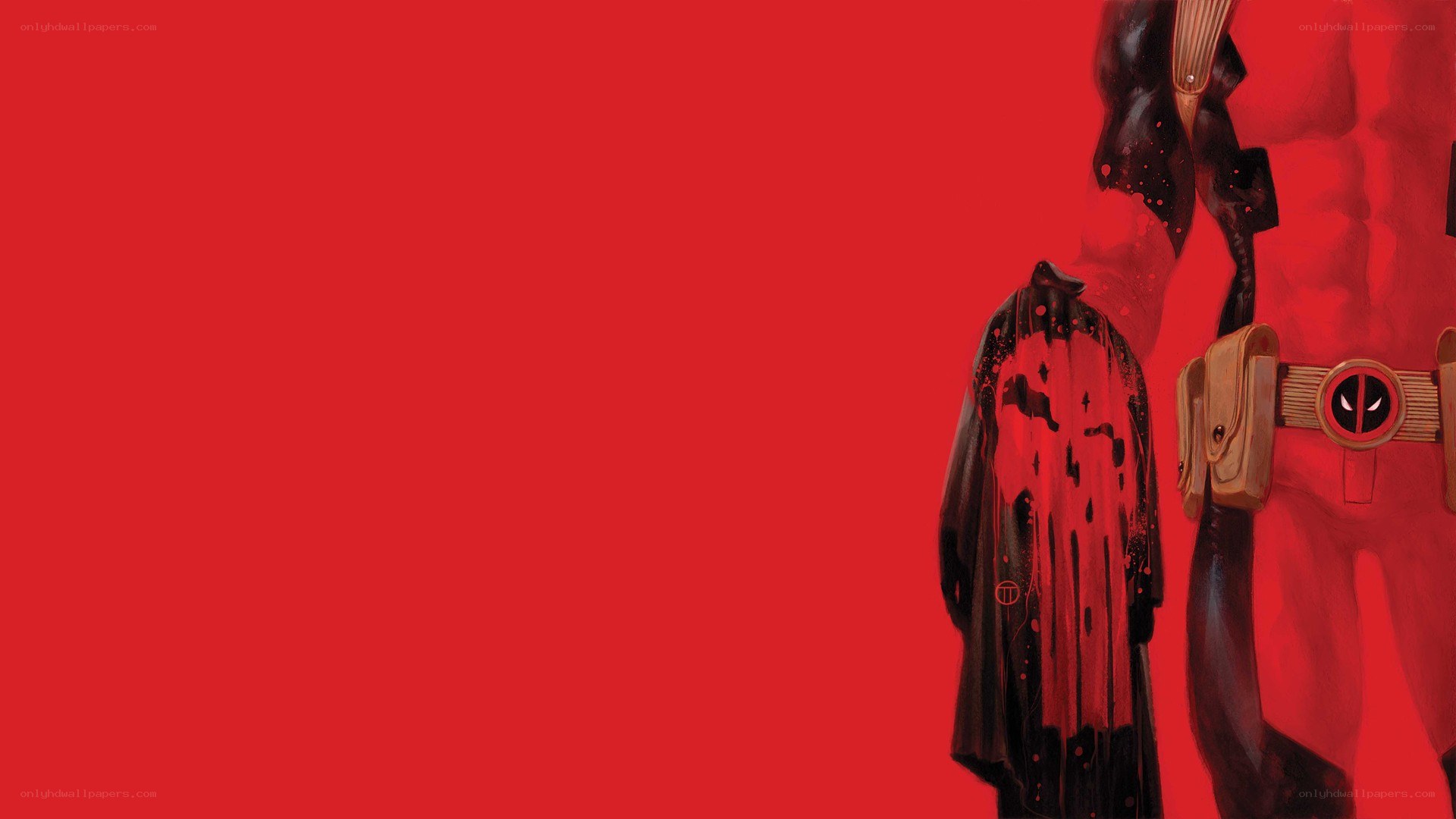 Deadpool with blood-stained cloak