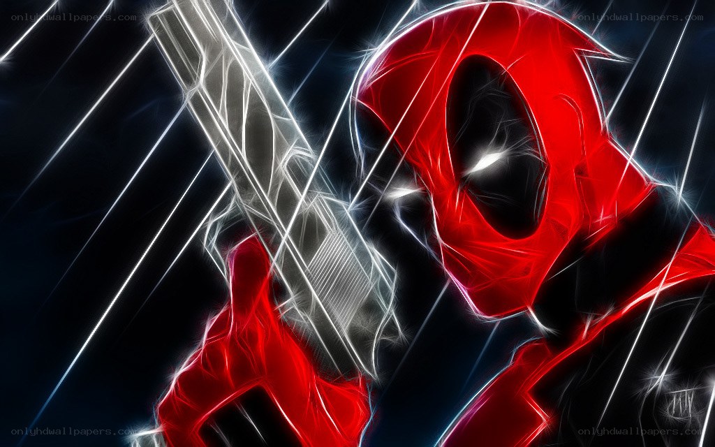 Deadpool with glowing gun
