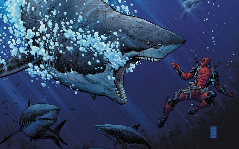 Deadpool with Sharks — Blue