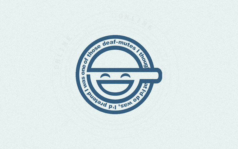 deaf-mute joke logo