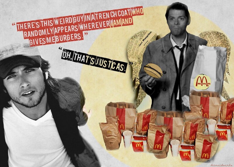 Dean and Castiel with McDonald's