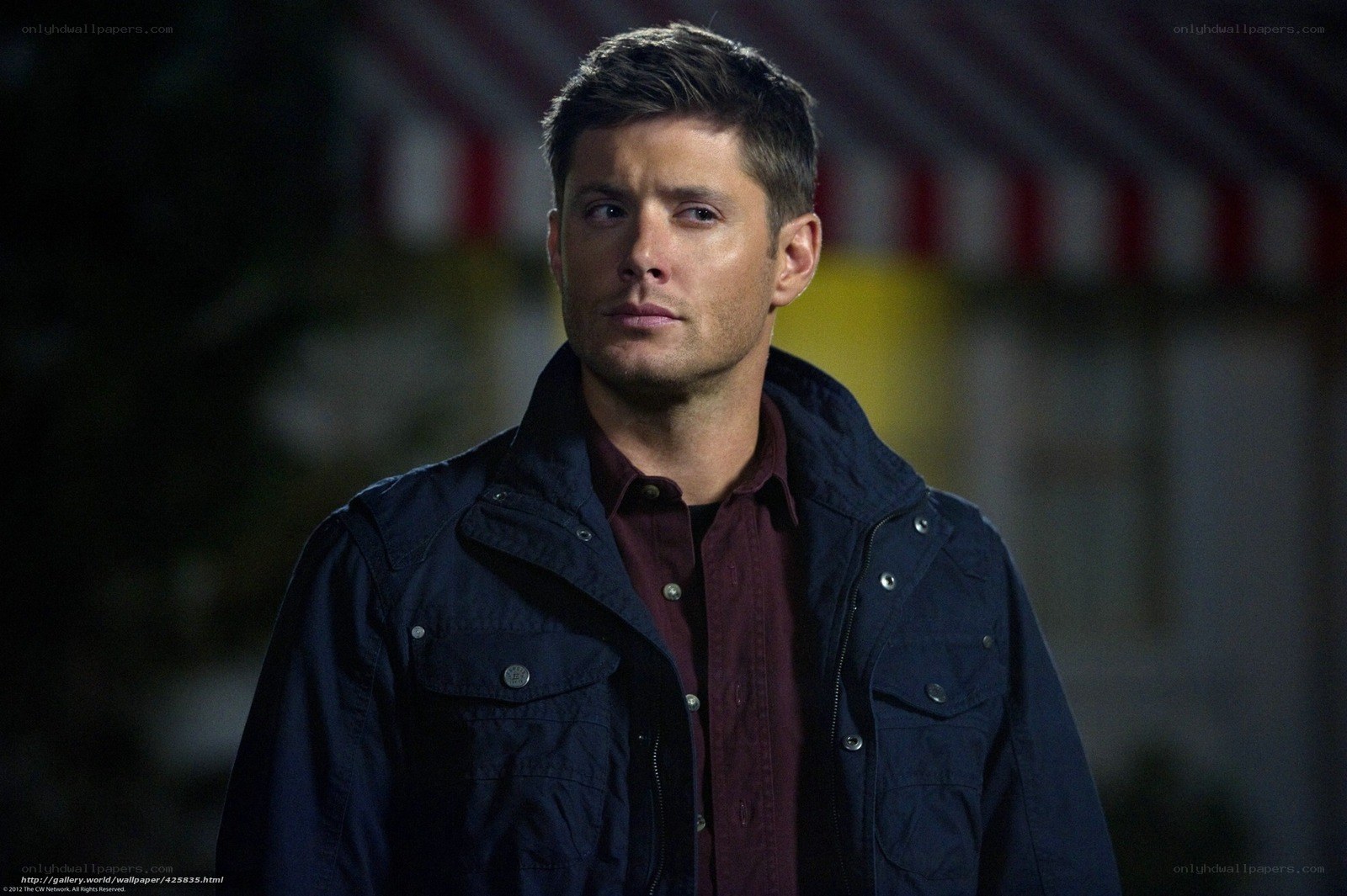 Dean Winchester in dark jacket