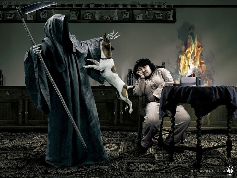 Death and a sleeping woman
