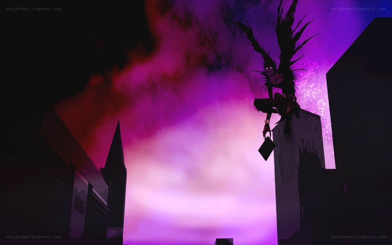 Death Note character in purple sky