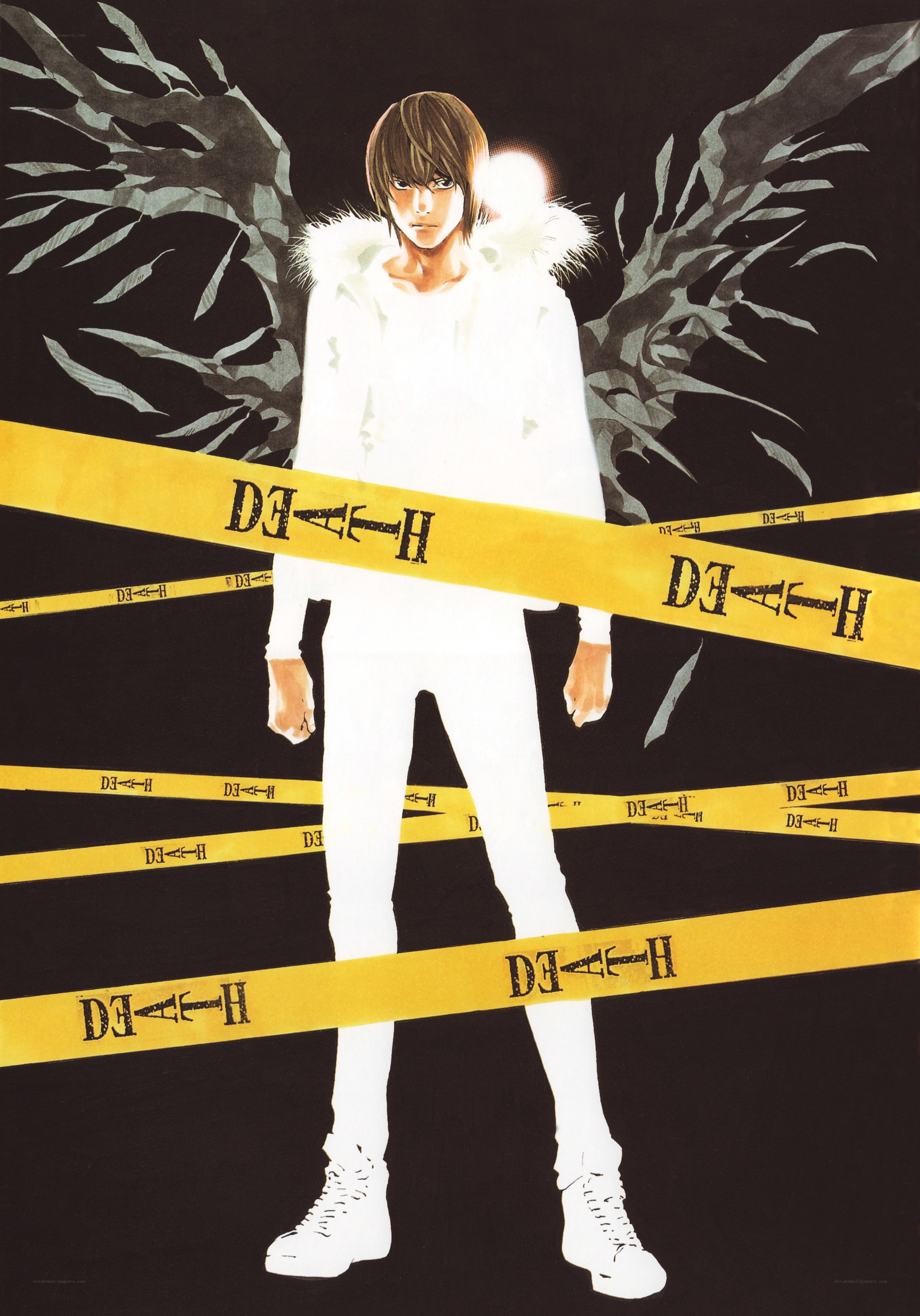 Death Note character with caution tape