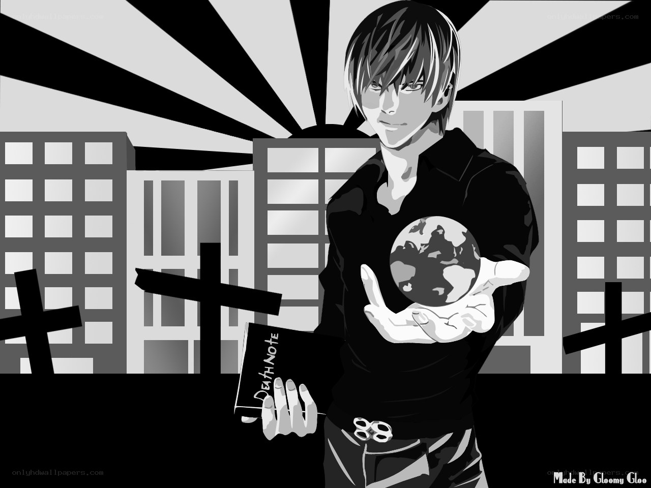 Death Note character with globe