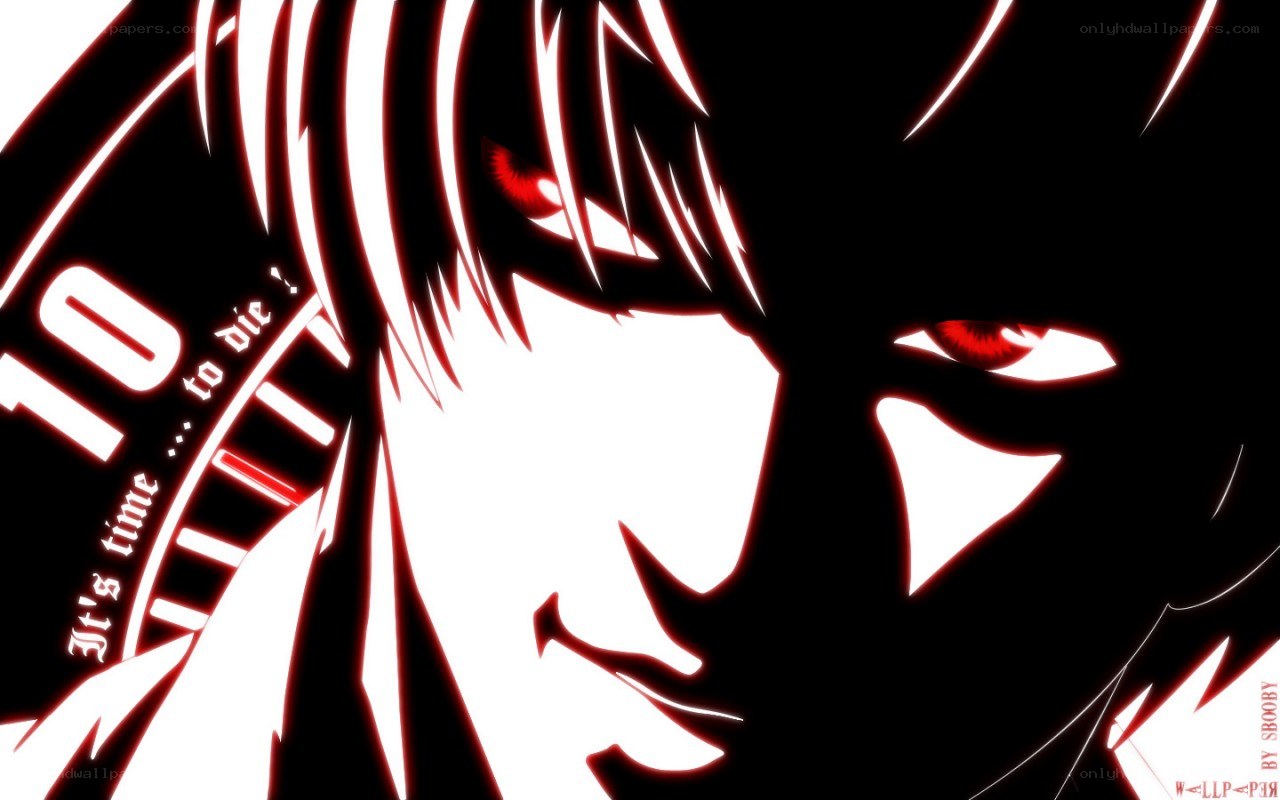 Death Note character with red eyes