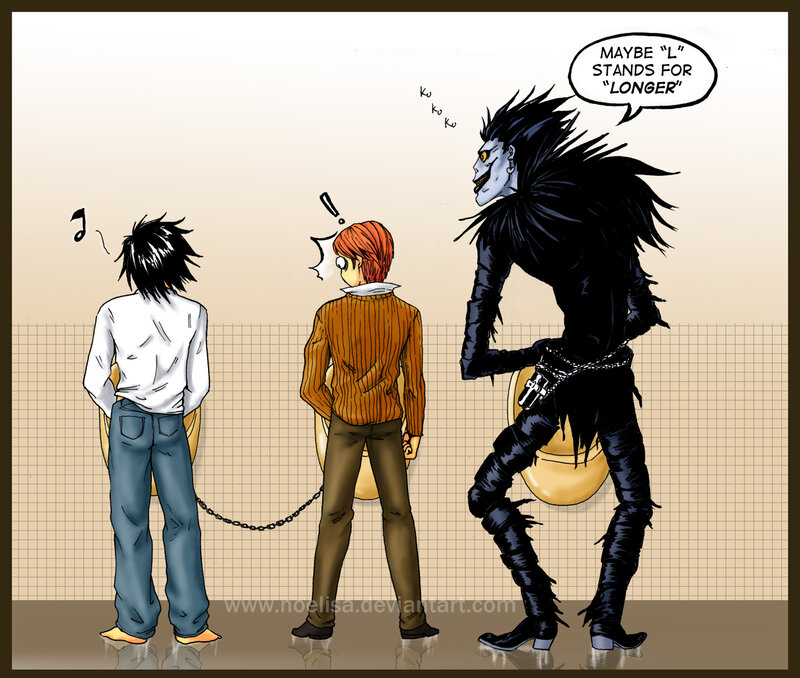 Death Note characters in bathroom