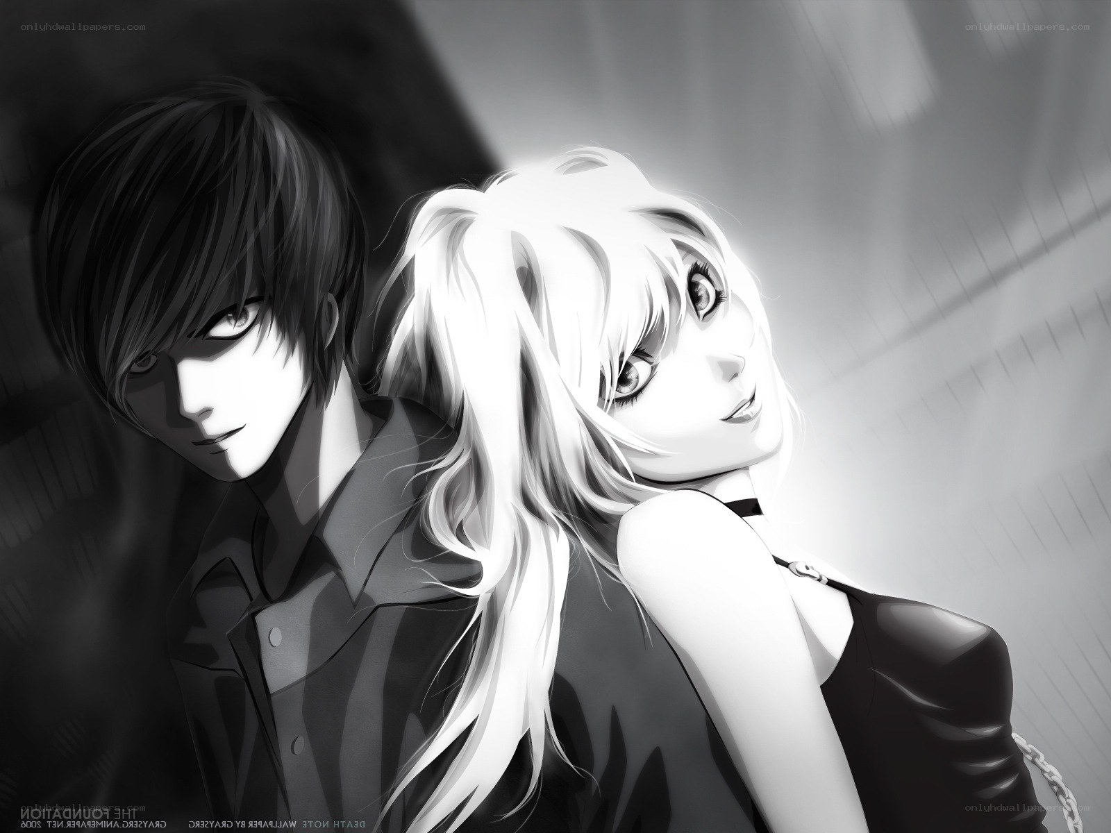 Death Note characters in black and white