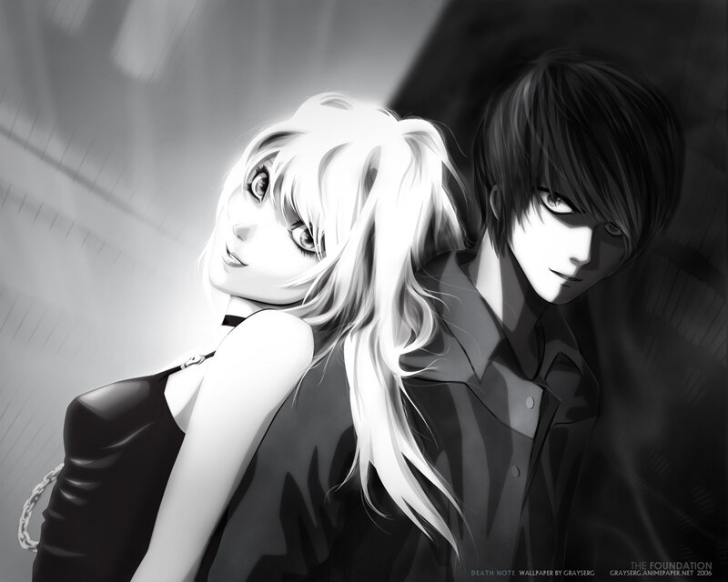 Death Note characters in black and white