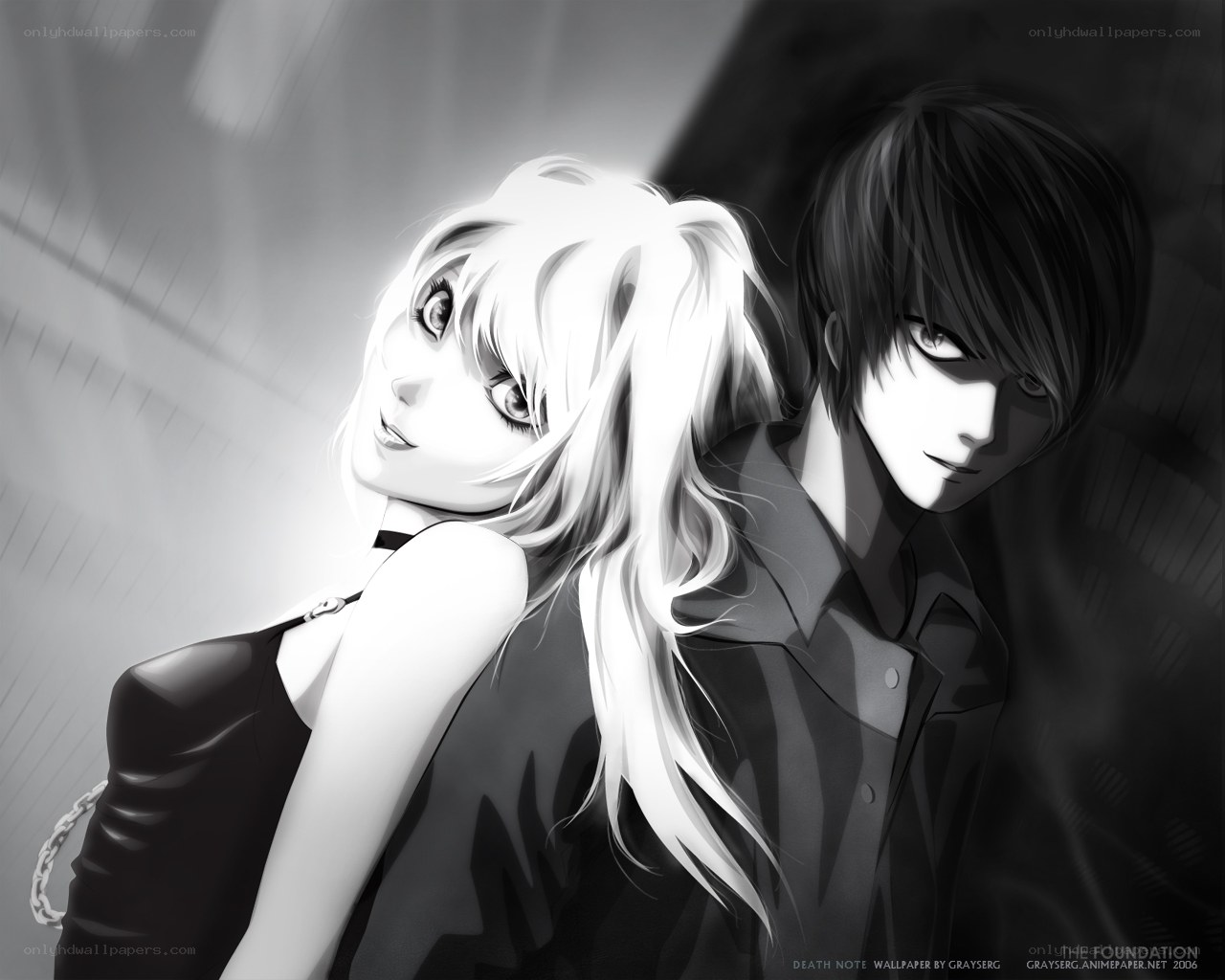 Death Note characters in black and white