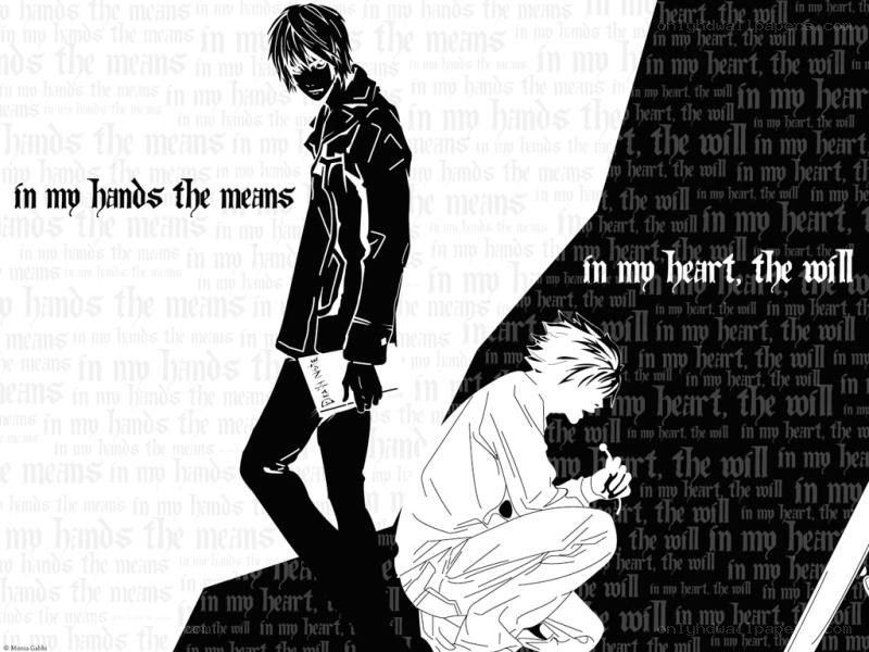Death Note characters in black and white