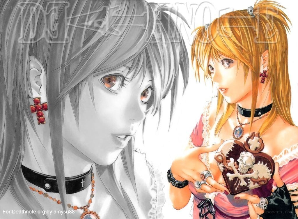 Death Note characters in grayscale and color