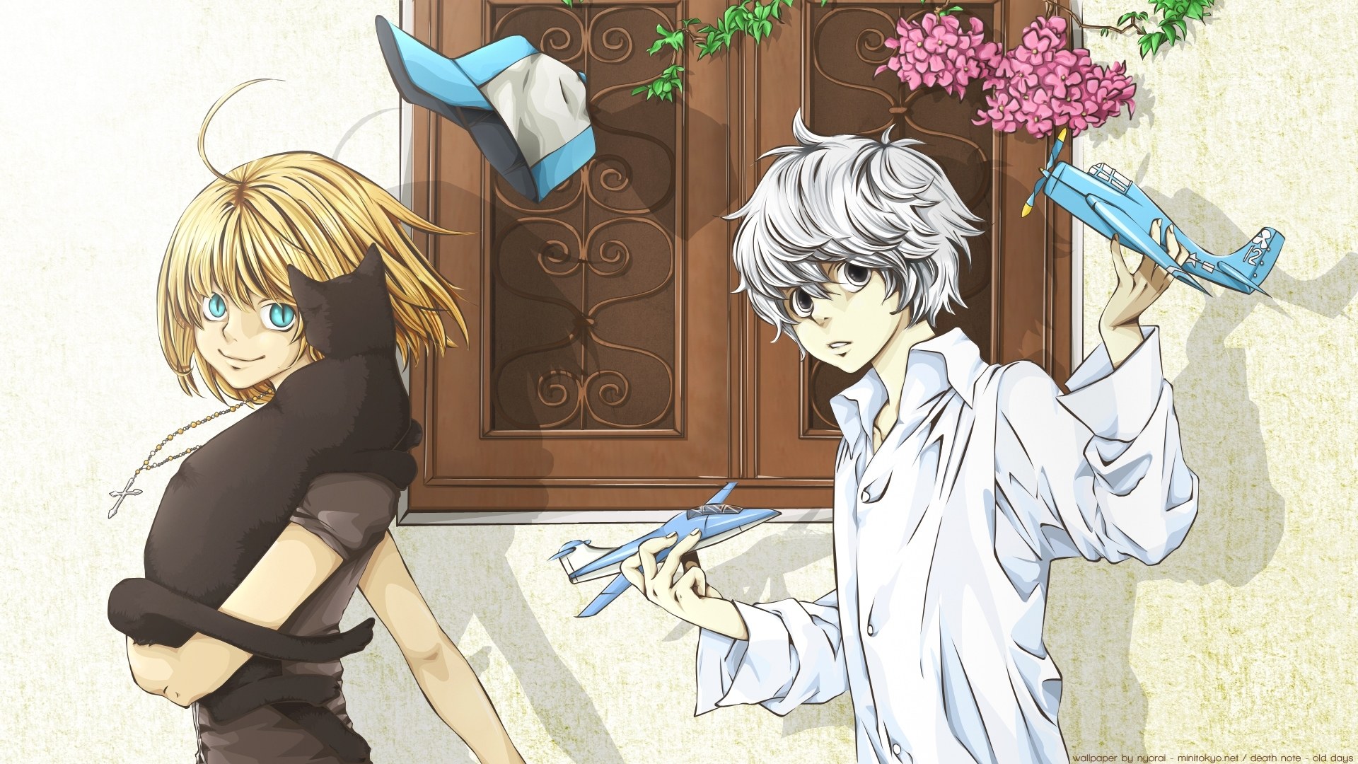 Death Note characters with cats and planes