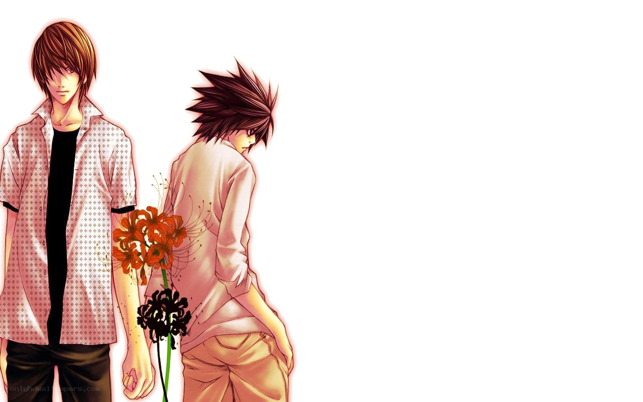 Death Note characters with flowers