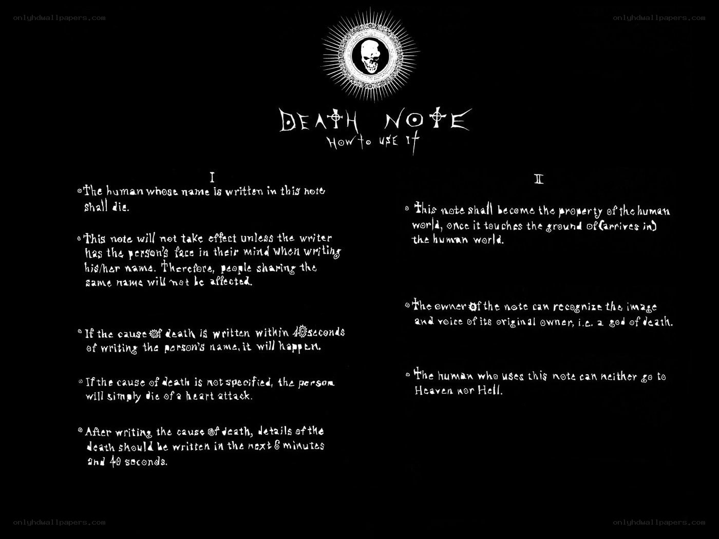 Death Note rules
