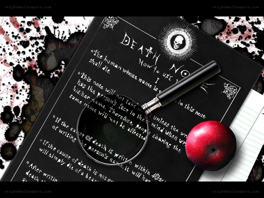 Death Note with magnifying glass