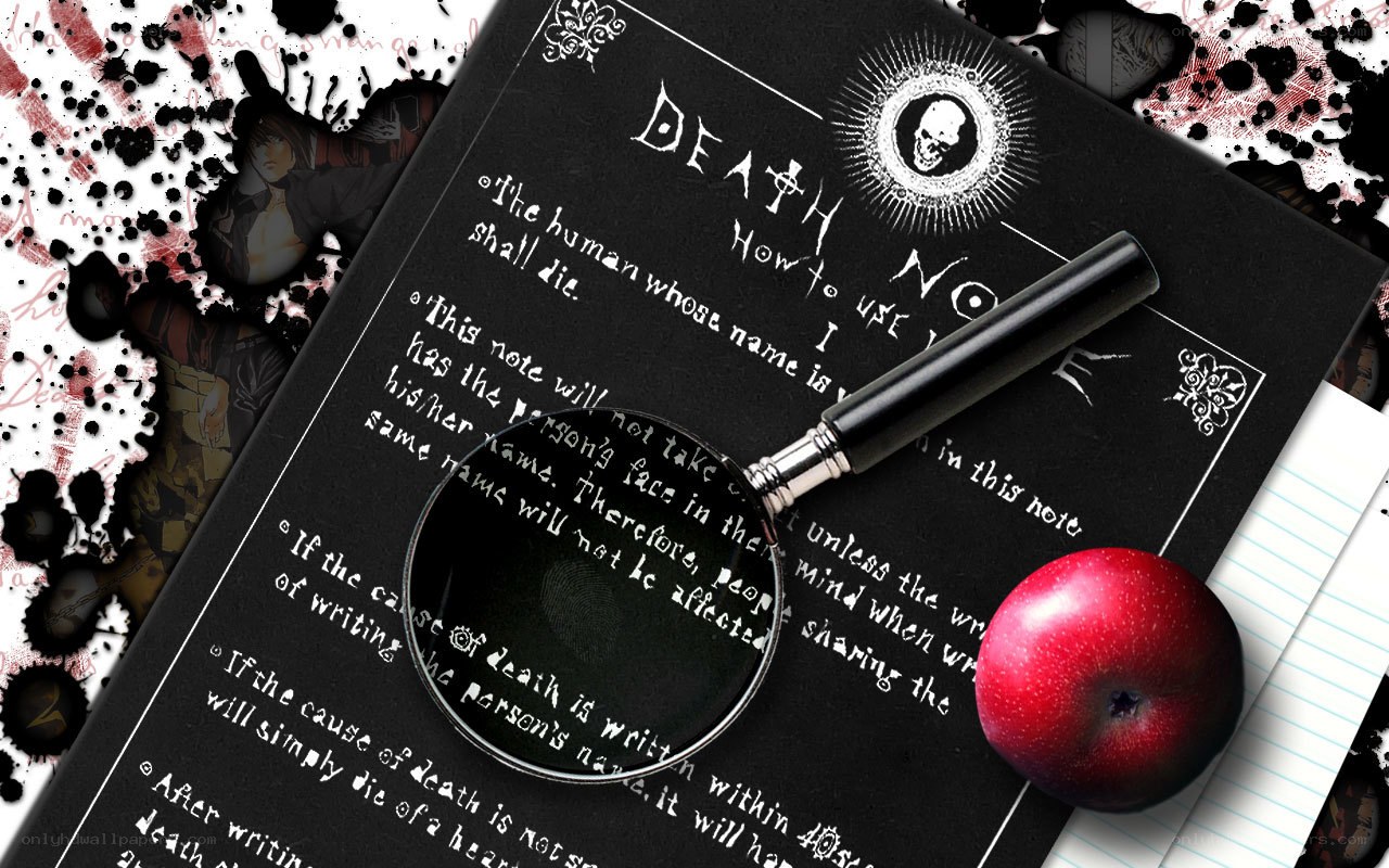 Death Note with magnifying glass