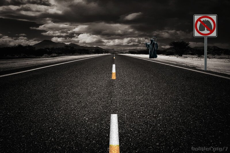 Death on a road with no smoking sign