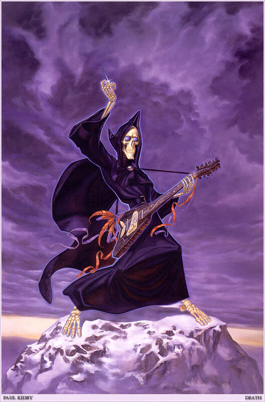 Death playing a guitar