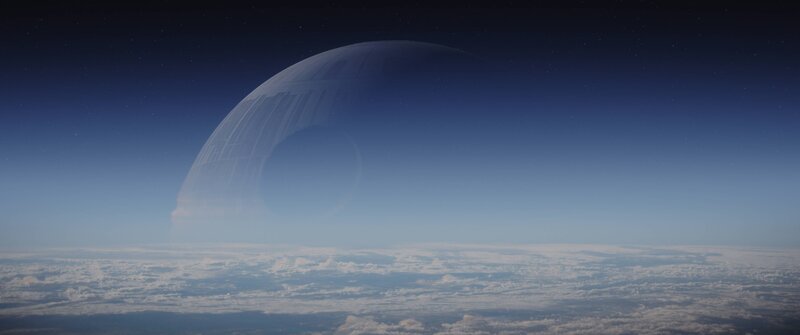 Death Star Above Planet — Blue, Serene