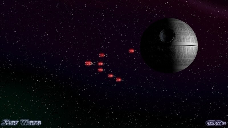 Death Star and TIE fighters