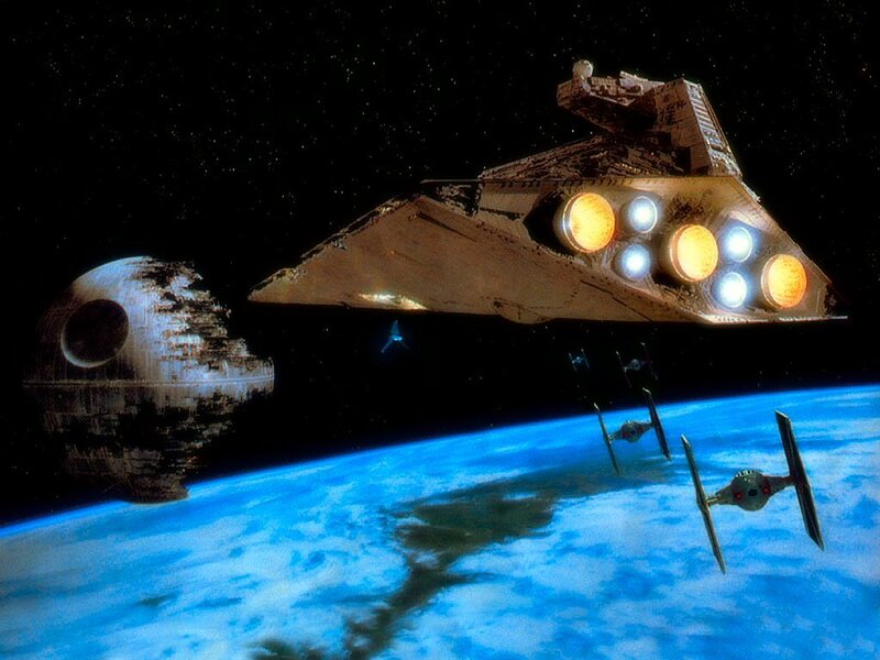 Death Star and TIE fighters