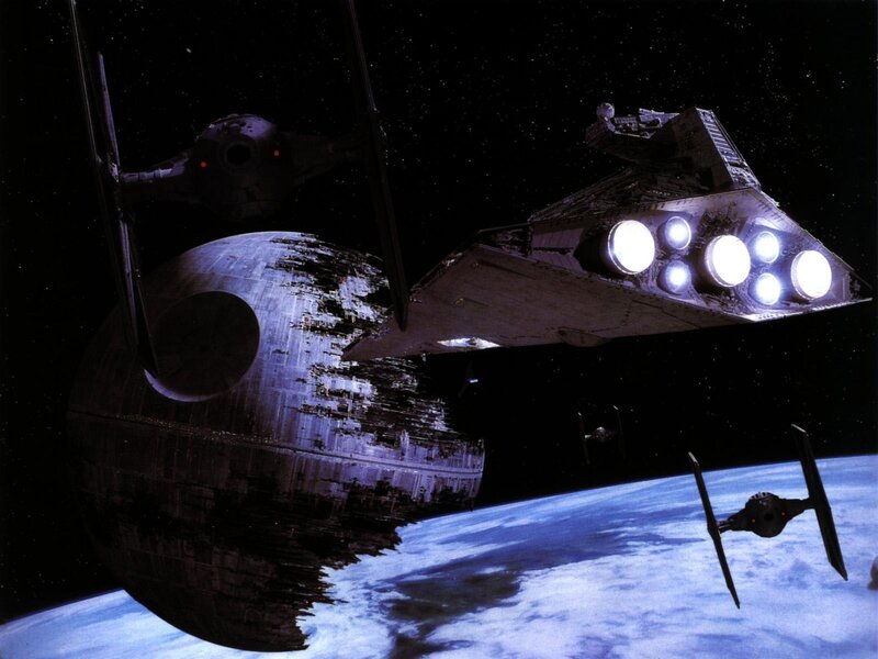Death Star and TIE fighters
