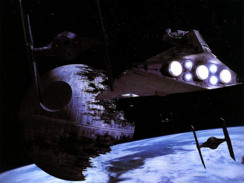 Death Star and TIE Fighters — Black, Dramatic, Digital Art