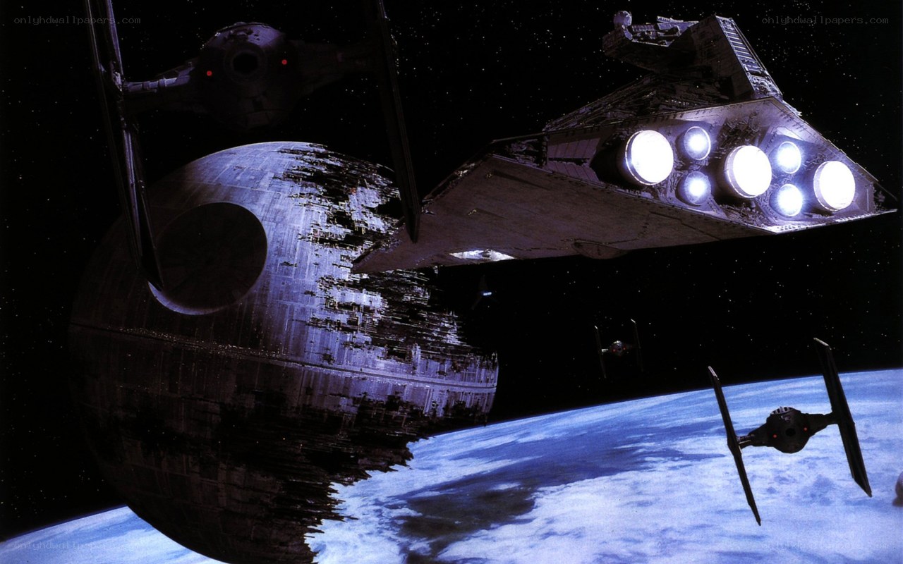 Death Star and TIE fighters