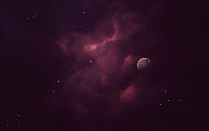Death Star in Space — Purple, Dramatic, Night