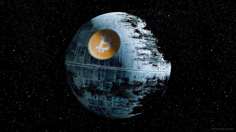Death Star with Bitcoin Logo
