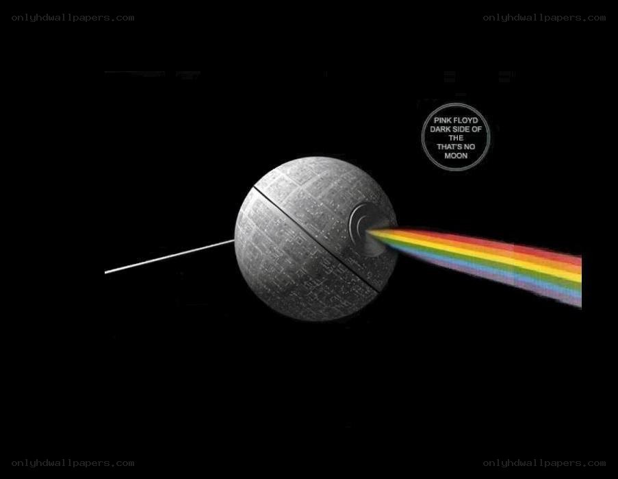 Death Star with rainbow beam