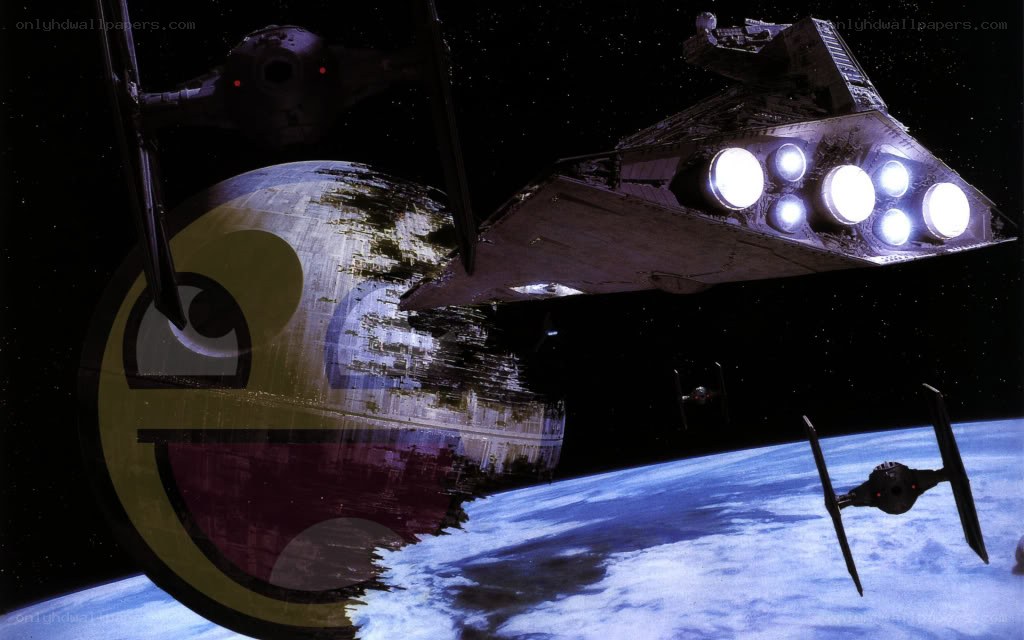 Death Star with smiley face