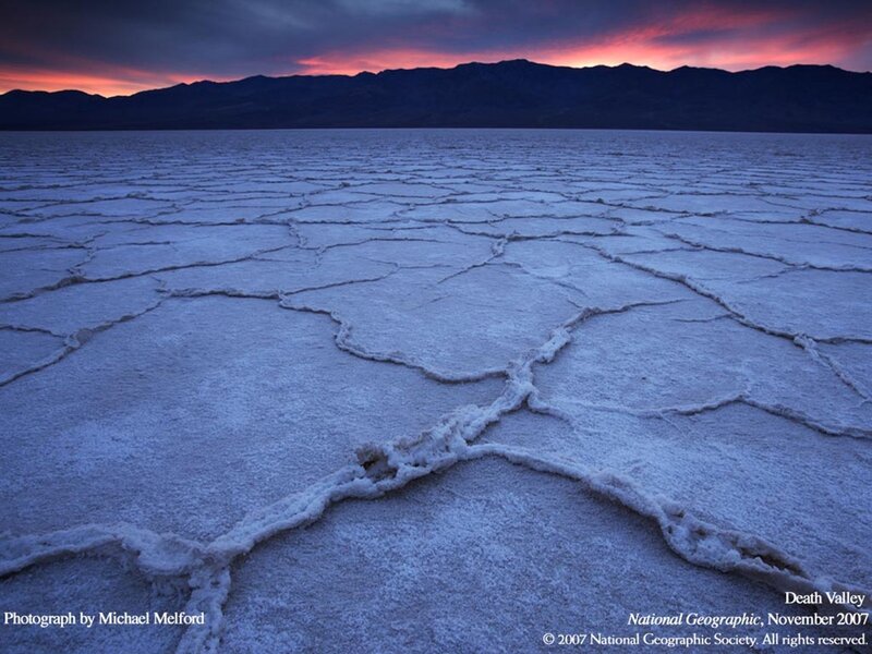 Death Valley salt flats at dusk