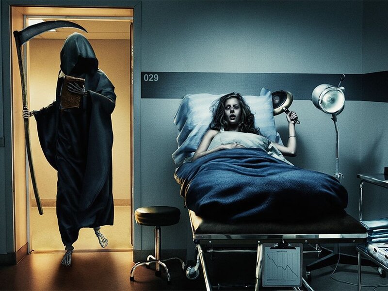 Death visits a hospital patient
